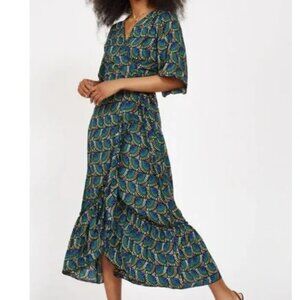 Silk & Salt Journey Maxi Wrap Dress in African Peacock Large